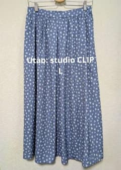 Utao: studio CLIP 幾何学模様フレアスカート 青のサムネイル