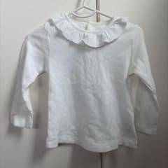 白いフリル付き長袖Tシャツのサムネイル
