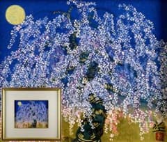 真作保証 平松礼二 「桜月」 日本画3号 共シール タトウ箱付 宵桜 傑作