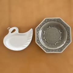 よしざわ窯　白鳥皿 メリーゴーラウンド　２枚セットのサムネイル
