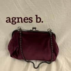 Agnes b ワインレッド ベルベット がま口パーティーバッグのサムネイル