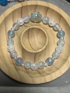 ハンドメイド クリアブルー ビーズブレスレットのサムネイル