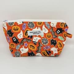 10月限定】ハロウィン おばけ 黒猫 かぼちゃ ハンドメイドポーチ 内