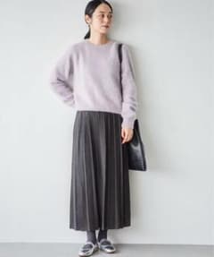 北欧、暮らし道具店　ワザあり編み地のニットプリーツスカート（オリジナル手帳付き）のサムネイル