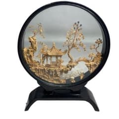 メ0308-17 中国伝統工芸品 細密彫刻 軟木彫り 置物 鶴 コレクション