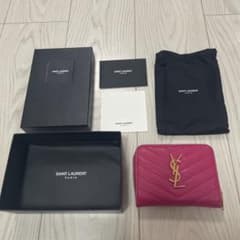 SAINT LAURENT 二つ折り財布 ピンク - メルカリ