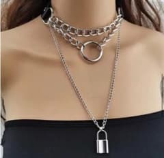 292 チョーカー ロック ネックレス s925 南京錠 メタル パンク V系