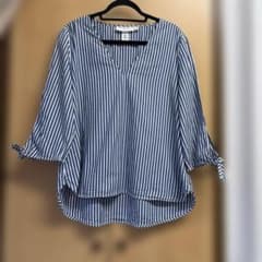 H & M 블루 스트라이프 V 넥 셔츠 블라우스