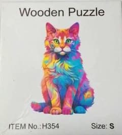 Wooden Puzzle 猫 カラフル Sサイズのサムネイル
