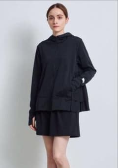 【yori】ダブルフレアメッシュパーカー フリル ブラック パーカー ヨリ yori ヨリ ダブルフレアメッシュパーカー ブラック 撥水パーカー