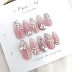 韓国風 ちゅるんネイルチップ ワンホン ニュアンス フレンチガーリー