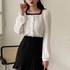 DHOLIC 配色ボタンスクエアワッフルTシャツのサムネイル