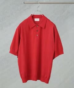 新品 crepuscule ナノユニバース別注 ニットポロ 半袖 赤 サイズ2 新品 crepuscule ナノユニバース別注 ニットポロ 半袖 赤 サイズ2