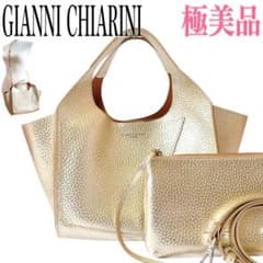 極美品☆ジャンニキャリーニ デュナ ミニトートバッグ ゴールド