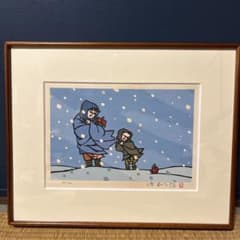 滝平次郎　オリジナル木版画　雪と椿　保証書付き　直筆サイン　72/250 滝平次郎 オリジナル木版画 雪と椿 保証書付き 直筆サイン 72/250
