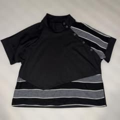 【美品】ACROSS 半袖Tシャツ ボタン付き ストライプ