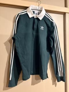 adidas トレフォイル刺繍 ラガーシャツ 長袖 グリーン　常田大希着用モデルのサムネイル