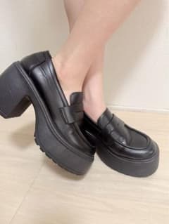 厚底ローファー ブラック チャンキーヒールのサムネイル