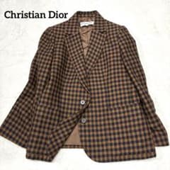 Christian Dior テーラードジャケット 42 チェック柄 Christian Dior テーラードジャケットチェック柄 ブラウン L - メルカリ