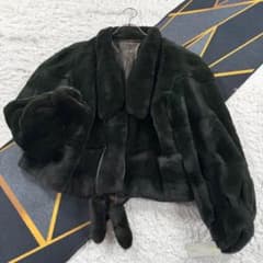 未使用訳あり【定価110万】ミンク シェアード グリーン ファーコート XL相当 未使用訳あり【定価110万】ミンク シェアード グリーン ファーコート