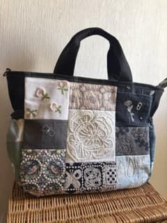 ミナペルホネン＊パッチギャザポケファスナートートLL✂️ハンドメイド