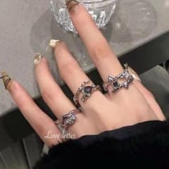 No.333A ゴシックビジューデザインリング3点set 指輪 韓国 地雷パンク