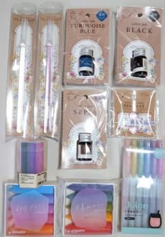 新品未開封 ガラスペン2本 インク3色 文房具まとめ売り
