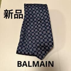 新品 BALMAIN ネクタイ ネイビー 小紋柄
