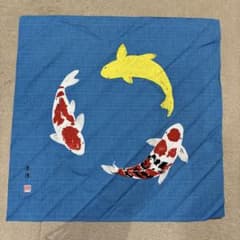 むす美 風呂敷 鯉柄 綿100% ブルー　楽陽のサムネイル