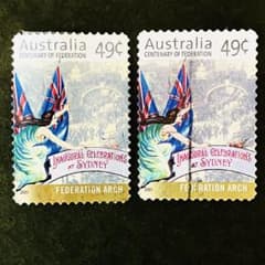 海外 外国 オーストラリアの切手 消印有 美しい天使 2枚 ヴィンテージ