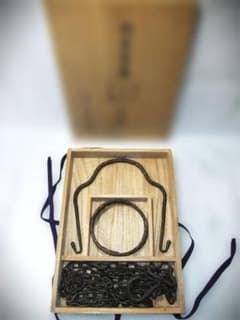 釣釜道具「田中敏孝」鉄製 釣手 釜鐶 釜鎖 茶道具 自在鎖 茶釜鎖 吊り