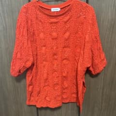 LEPSIM 半袖レース編みトップス F オレンジのサムネイル