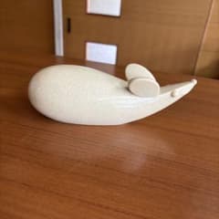 陶器製 ネズミ 置物 オブジェ 貫入のサムネイル