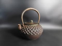 年代物 鉄瓶 鬼霰紋 宝珠摘み蓋 煎茶道具 茶道具 古鉄 | Mercari