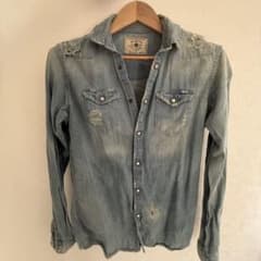 ZARA MAN デニムシャツ ダメージ加工 長袖