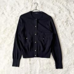allureville アルアバイル ポケットクルーカーディガン 金ボタン