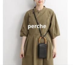 perche】バンブー モバイルウォレットショルダー レザー スマホ 