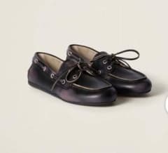 MIU MIU アンラインド ブリーチレザー デッキシューズ 37.5 - メルカリ