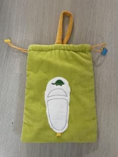 ぽ*ぽ様 エコロゴ カメ刺繍 シューズバッグ 緑のサムネイル