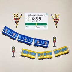 電車　お誕生日飾り　壁面飾り　オーダー　写真入りのサムネイル