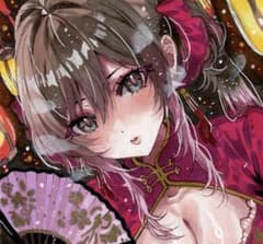 チャイナ娘 手描きイラスト オリジナルイラスト アナログイラスト 色紙