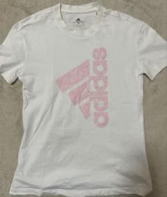 adidas アディダス 半袖Tシャツ 白 ピンク ロゴ 秋のスポーツ 運動会のサムネイル