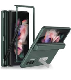 Galaxy Z Fold 3 ケース ペン收纳 全方位保護 スタンド グリーンのサムネイル