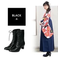 編み上げ　ブーツ　黒　袴　23のサムネイル