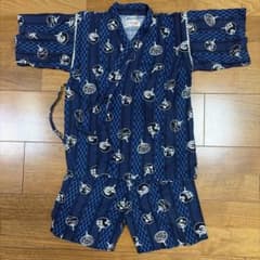 くろわっさんすべべ 甚平 120cm うちわ柄 紺色 ネイビー 男の子のサムネイル