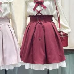 Amavel レースアップフレアスカート ボルドーのサムネイル