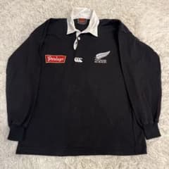 美品 カンタベリー ポロシャツ 刺繍 オールブラックス ラグビー S