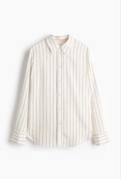 H&M エイチアンドエム ストライプ シャツ 長袖シャツ クリーム ホワイトのサムネイル