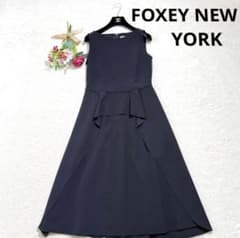 FOXEY NEW YORK ノースリーブワンピース フレア 紺 美品 - メルカリ
