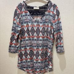 【オシャレなバックレース】bobbie brooks エスニック柄 トップス M